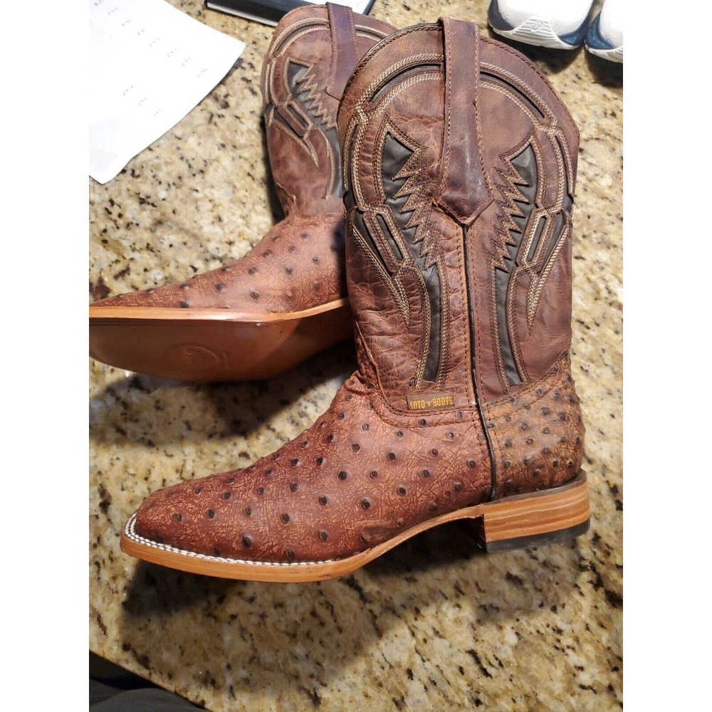 Soto Boots Mens Out of the Wild Ostrich Print H50031 Sz 10.5 E